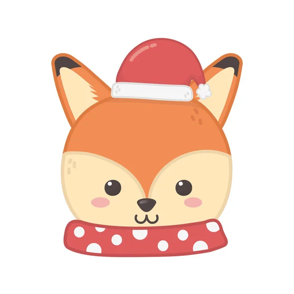 Мила лисиця голова з капелюхом веселого Різдва — стоковий вектор