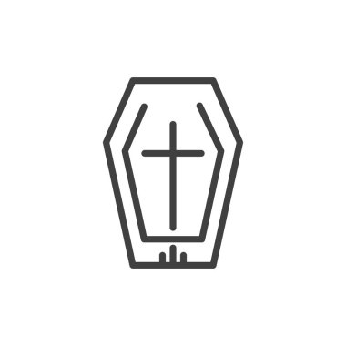 coffin with cross trick or treat happy halloween line style