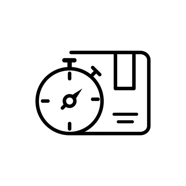 Cardboard box stopwatch service delivery icon thick line — Stock Vector