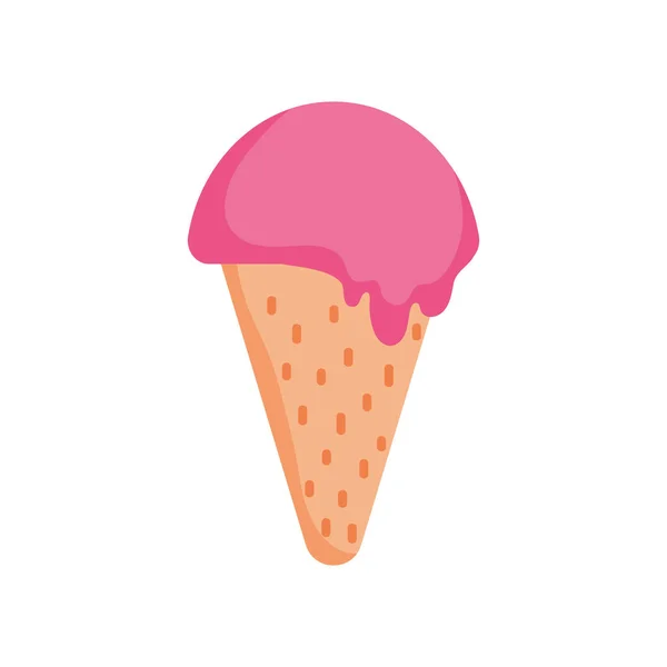 Summer ice cream in cone fill style — Stok Vektör