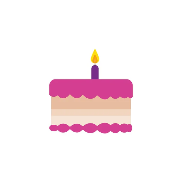 Delicious cake birthday detailed style icon — Vetor de Stock