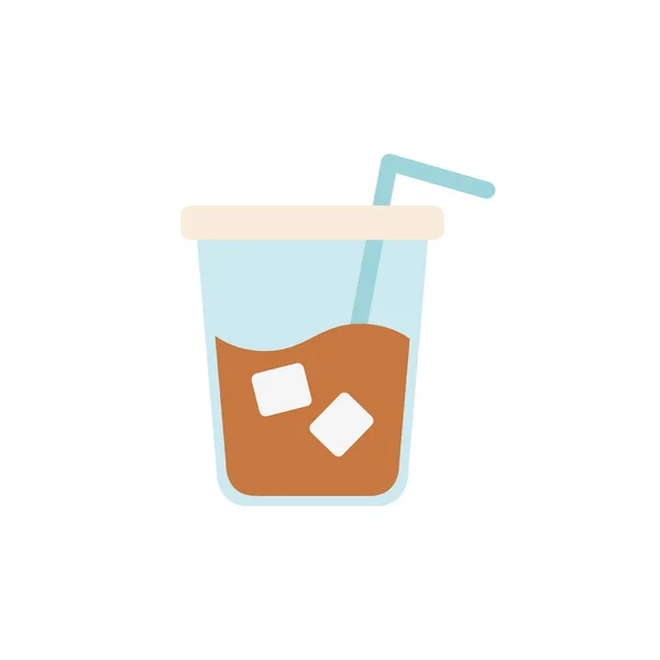 Isolated iced coffee glass icon flat design — Vetor de Stock