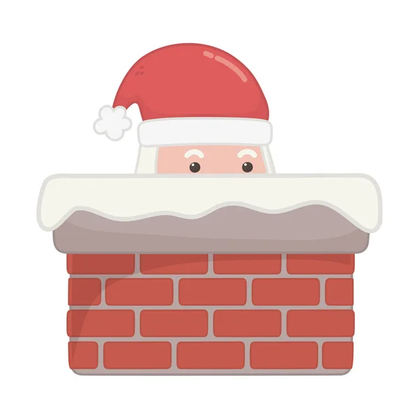 Santa in the chimney decoration merry christmas — Vector de stock