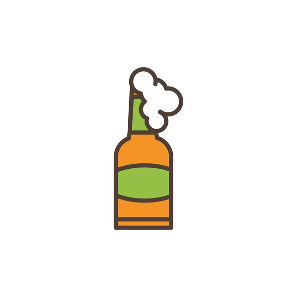 Beer bottle foam oktoberfest icon line filled — 图库矢量图片