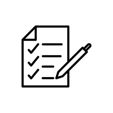 rapor işareti kağıt kalem dağıtım simgesi kalın çizgi