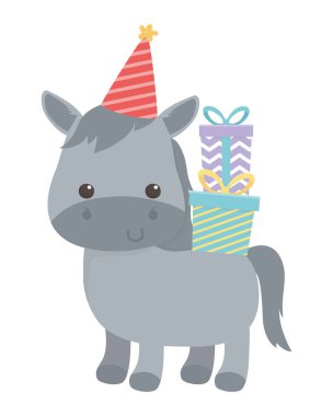 Mutlu yıllar ikon tasarımlı eşek çizgi filmi