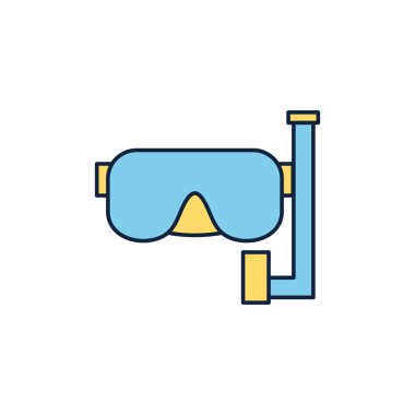 dalış maskesi ve şnorkel yaz simgesi çizgisi