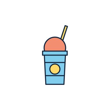 disposable coffee cup summer icon line and fill