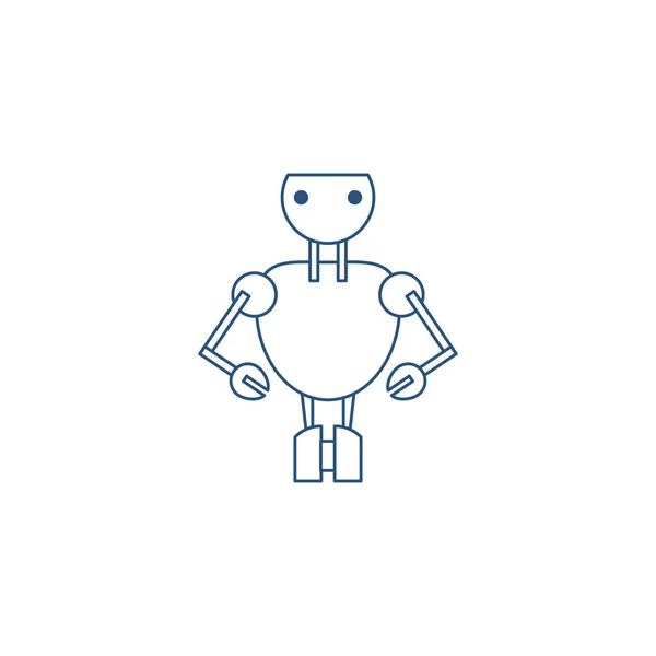 Robot med hjul linje stil ikon — Stock vektor