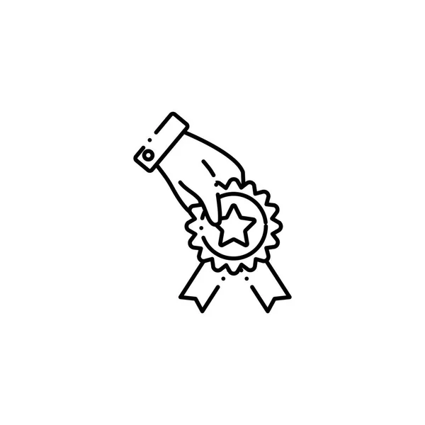 Hand with medal vote line style icon — Archivo Imágenes Vectoriales