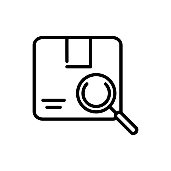 Cardboard box magnifier delivery icon thick line — Wektor stockowy