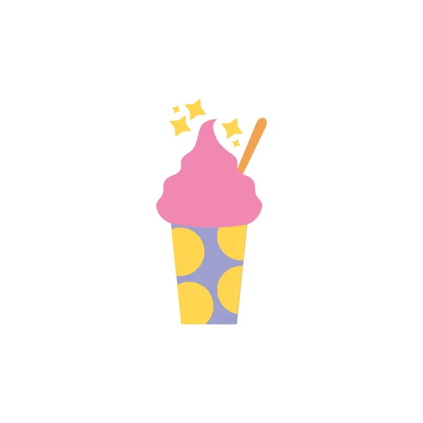 Ice cream cup celebration party line fill design — 图库矢量图片