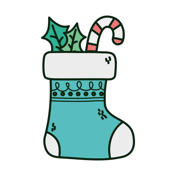 Sock canela celebración feliz navidad navideña. — Vector de stock