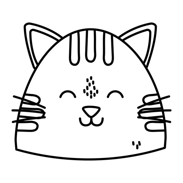 Roztomilý kočka hlava zavřít oči tlustá čára — Stockový vektor