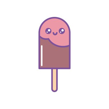 İzole edilmiş kawaii buzlu dondurma doldurma ikonu tasarımı
