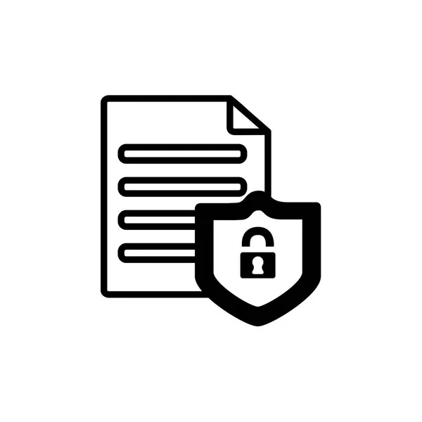 Security document with shield and padlock line style — Image vectorielle