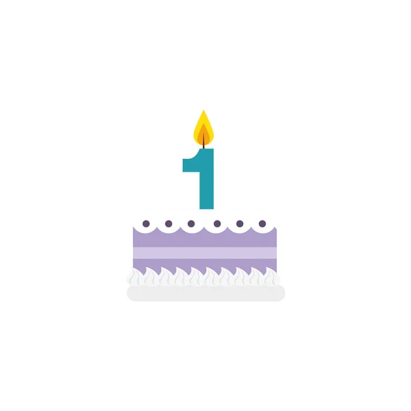 Delicious cake birthday detailed style icon — Vetor de Stock