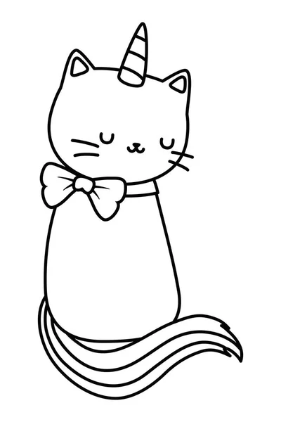 Desenho vetorial de desenho animado gato unicórnio — Vetor de Stock