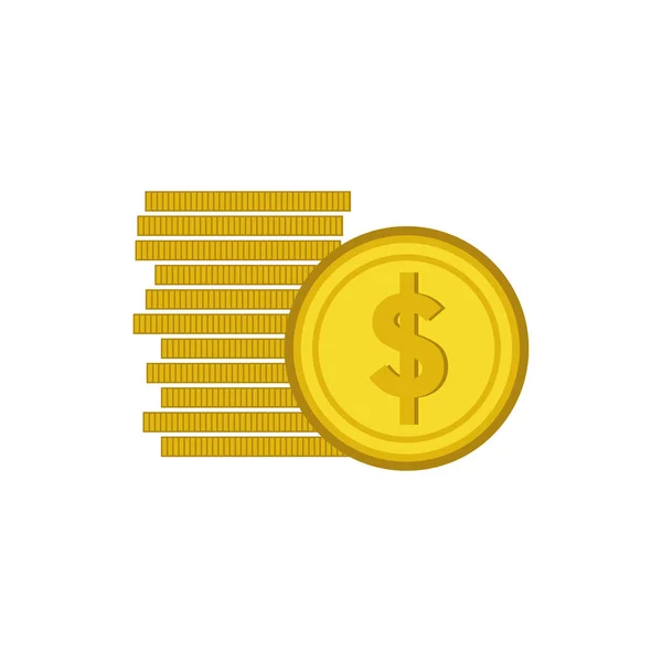 Geïsoleerde munten pictogram platte vector ontwerp — Stockvector
