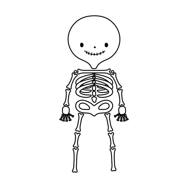 Ευτυχισμένο Απόκριες γιορτή σκελετός κινουμένων σχεδίων στυλ γραμμή χαρακτήρα — Διανυσματικό Αρχείο