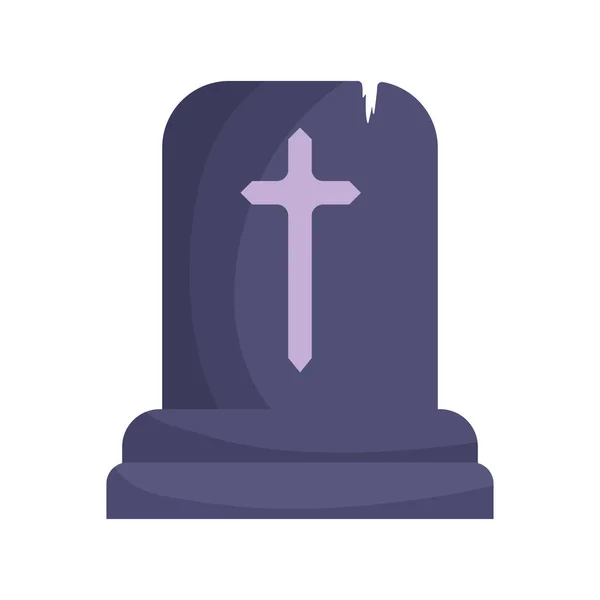 Icône de la croix de pierre truquer ou gâter halloween heureux — Image vectorielle