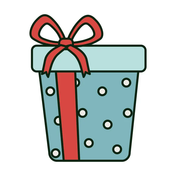 Caja de regalo envuelta en la decoración inclinada de las navidades navideñas. — Vector de stock