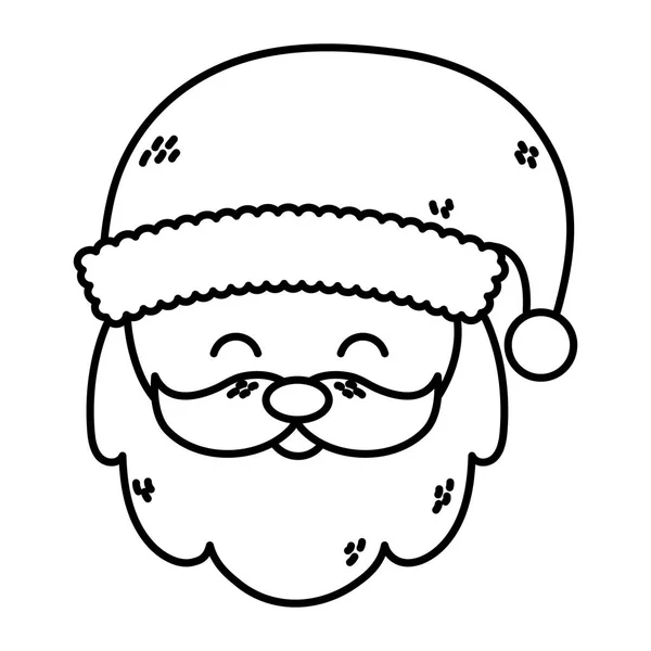 Niedlich weihnachtsmann gesicht charakter glücklich weihnachten dicke linie — Stockvektor