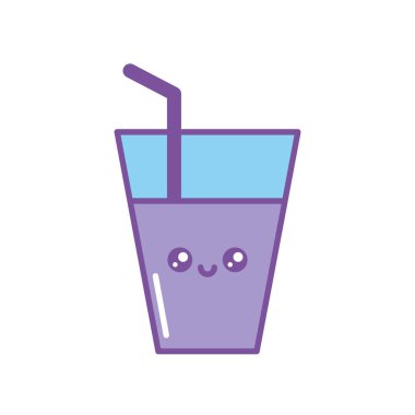 İzole edilmiş kawaii cam ikonu dolum dizaynı