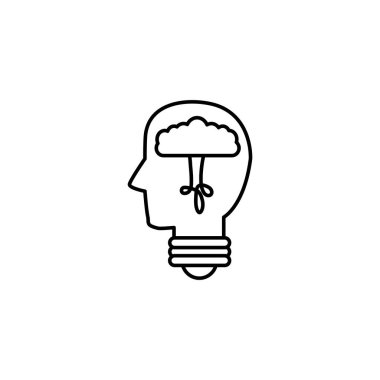 baş beyin ampulü fikir simgesi çizgisi biçimi