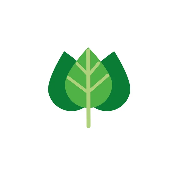 Verde hoja de follaje icono de la naturaleza plana — Vector de stock