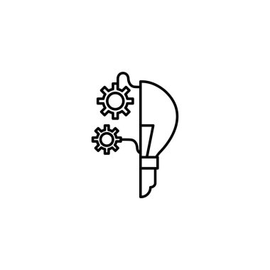 light bulb gears idea icon line style