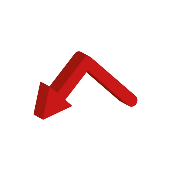 Pijl naar beneden 3d stijl pictogram — Stockvector