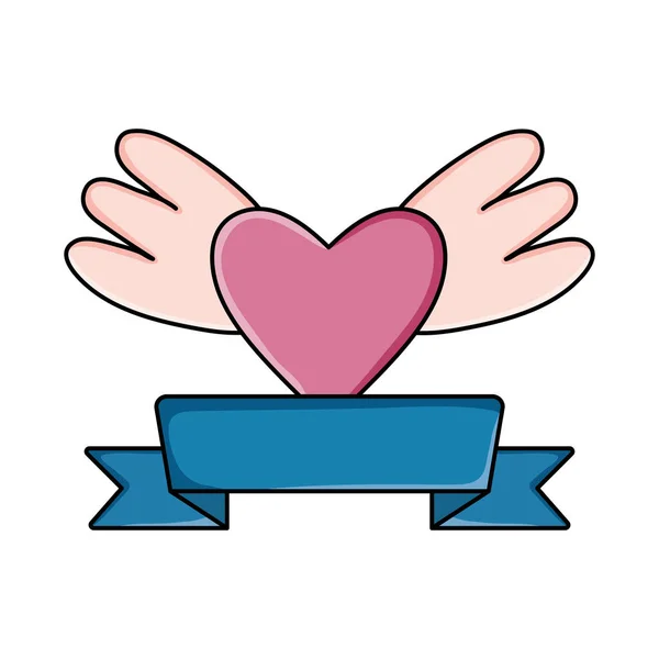 Heart love with wings style pop art — Image vectorielle