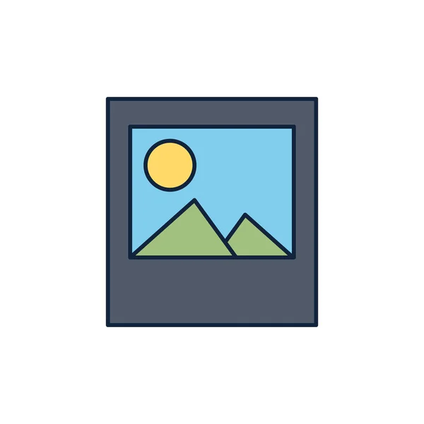 Landscape picture summer icon line and fill — Vector de stock