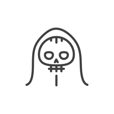 skull death trick or treat happy halloween line style