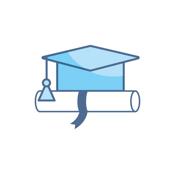 Graduation hat school education learning line and fill — Wektor stockowy