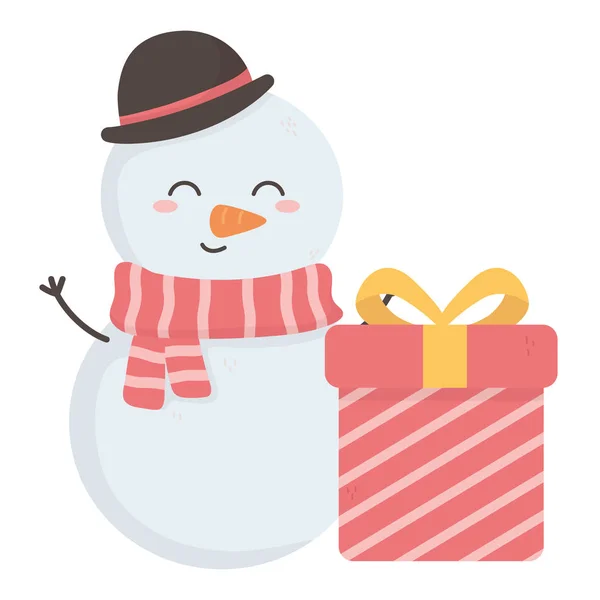 Snowman gift box merry christmas — Wektor stockowy