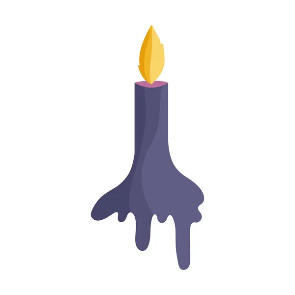Burning candle icon trick or treat happy halloween — ストックベクタ