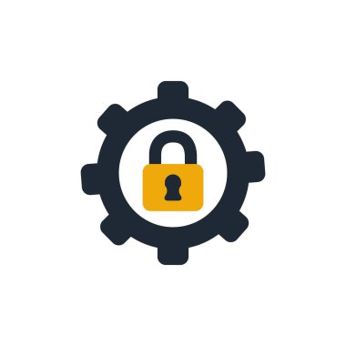 security padlock in gear flat style icon
