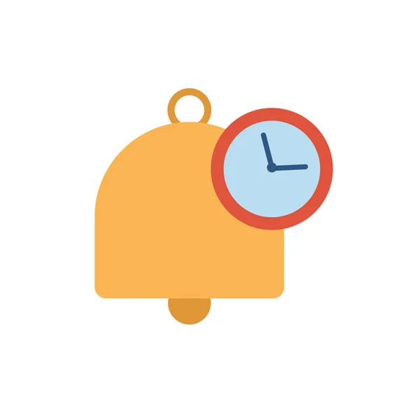 Bell and clock icon flat vector design — Vetor de Stock