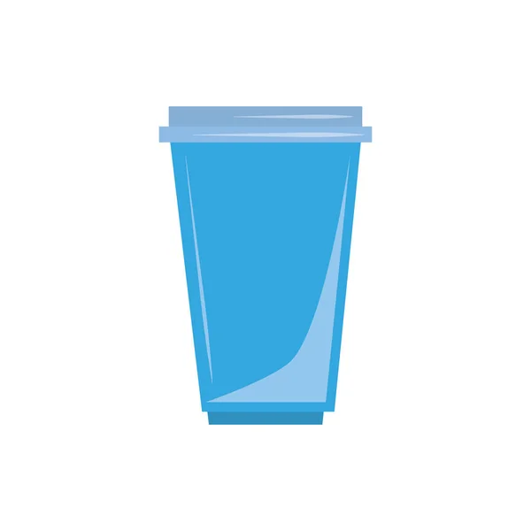 Disposable cup plastic flat icon blue — Vettoriale Stock