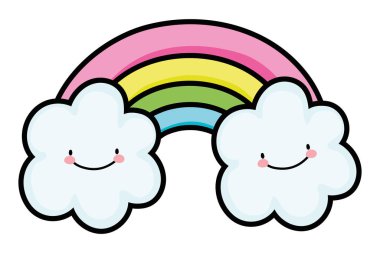 Bulut çizimi olan gökkuşağı