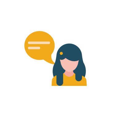 Konuşma baloncuğu düz stili konuşan kadın