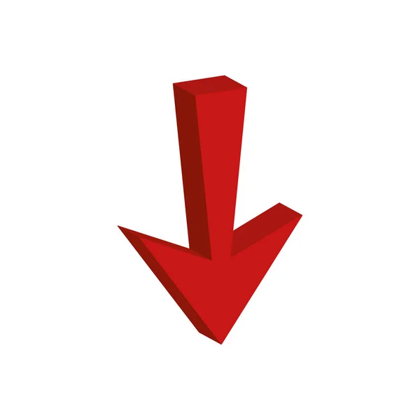 Flecha hacia abajo icono de estilo 3d — Vector de stock