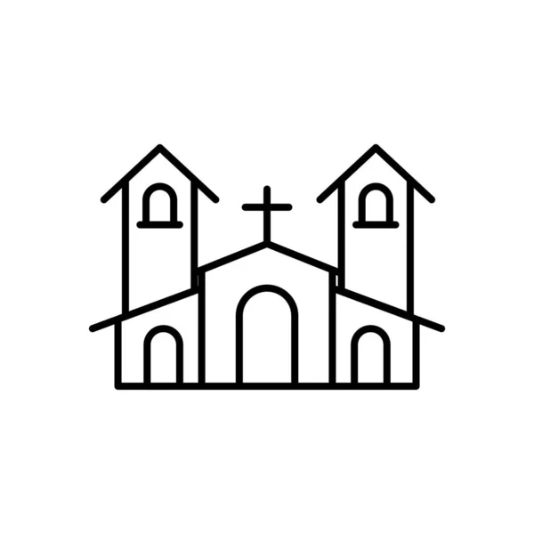 Igreja ícone de estilo de linha de construção —  Vetores de Stock