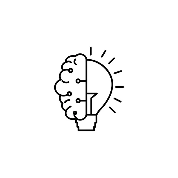 Half brain bulb innovation idea icon line style — Vector de stock