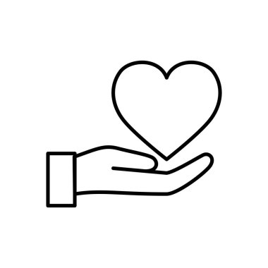 hand with heart love line style icon