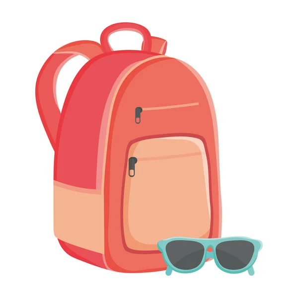 Schoolbag with summer sunglasses accessory — Stockvektor