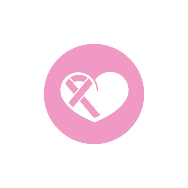 Heart ribbon breast cancer awareness — Archivo Imágenes Vectoriales