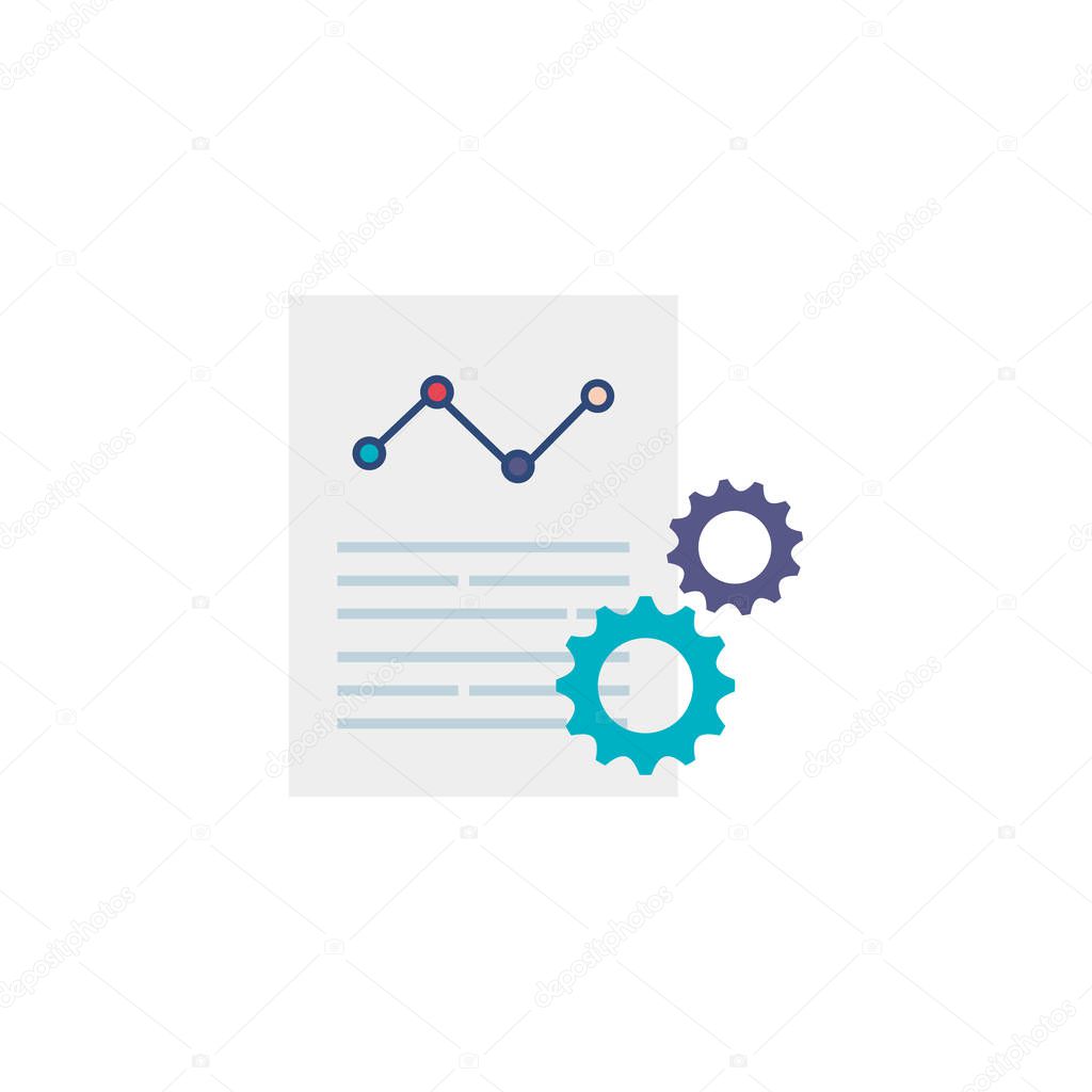 document with gears flat style icon